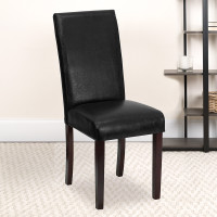 Flash Furniture Black Leather Parson’s Chair with Mahogany Finished Legs BT-350-BK-LEA-023-GG